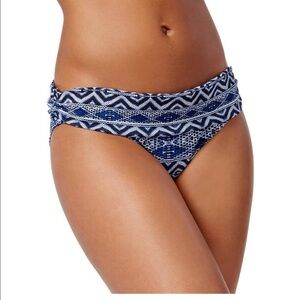 La Blanca jeans Hipster shirred band blue bathing suit Bikini bottom 14 swim